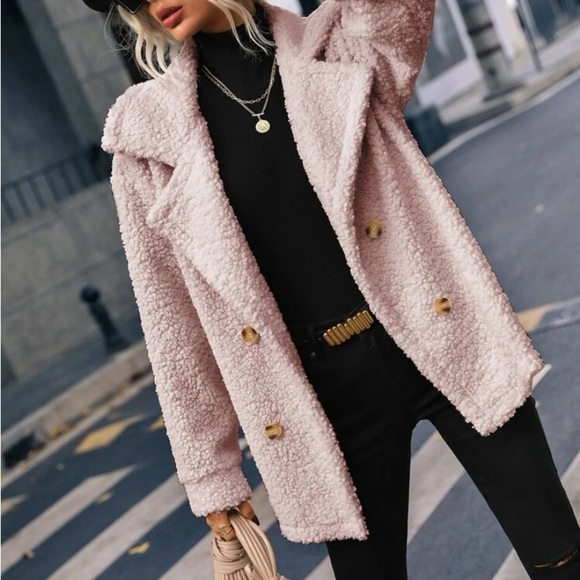 New pink Teddy button down jacket - Picture 4 of 6